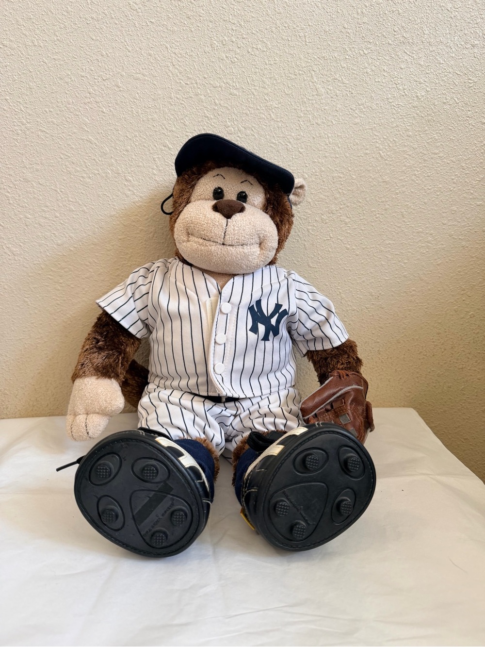 Build-A-Bear Brown Plush Monkey in Pinstripe Uniform